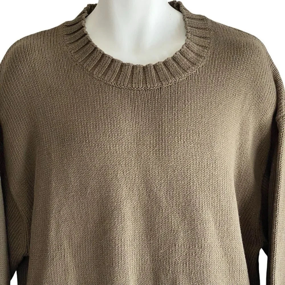 Banana Republic Sweater Men's Large Green Organic Cotton Crew Neck Oversized NWT